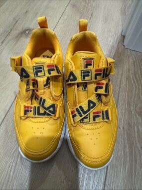 Fila Kids Yellow Strap Sneakers with Logo Webbing